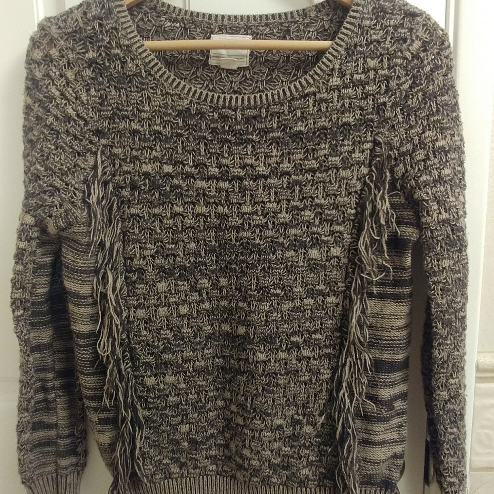 Nordstrom khaki fringe sweater xs